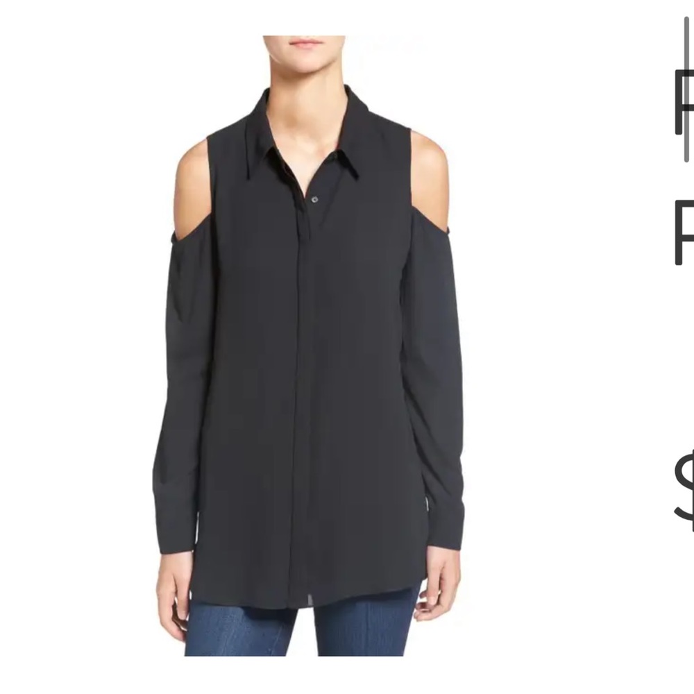 Nordstrom Pleione Cold Shoulder Blouse - Size Medium - Black